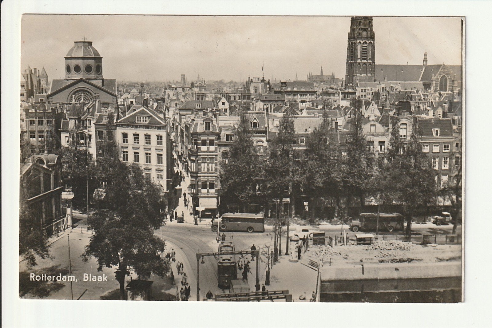 ROTTERDAM BLAAK PANORAMA RET TRAM KRUPP WERKSPOOR AUTOBUSSEN, Ophalen of Verzenden, 1920 tot 1940, Ongelopen, Zuid-Holland