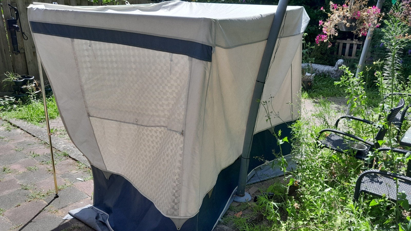 Voortent uitbouw 150x190cm met binnentent en peesverbinding, Ophalen