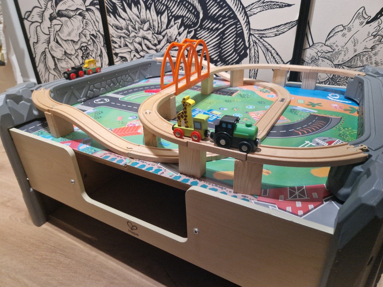 Hape trein tafel en treinbaan onderdelen, Ophalen, Gebruikt