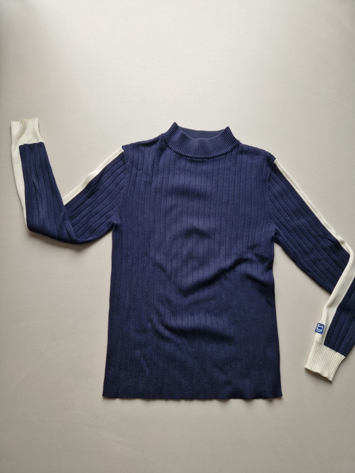 Donkerblauwe coltrui met witte strepen van G-Star mt S, Blauw, Ophalen of Verzenden, Zo goed als nieuw, G-Star