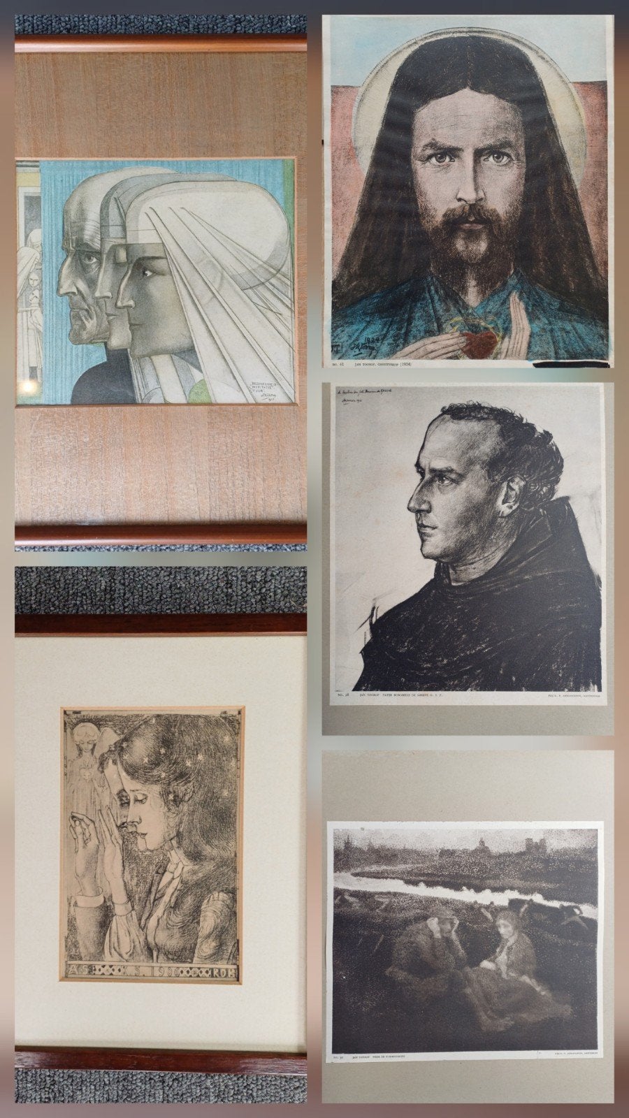 5 x Jan Toorop één koop , samen € 50, Antiek en Kunst, Kunst | Litho's en Zeefdrukken, Ophalen