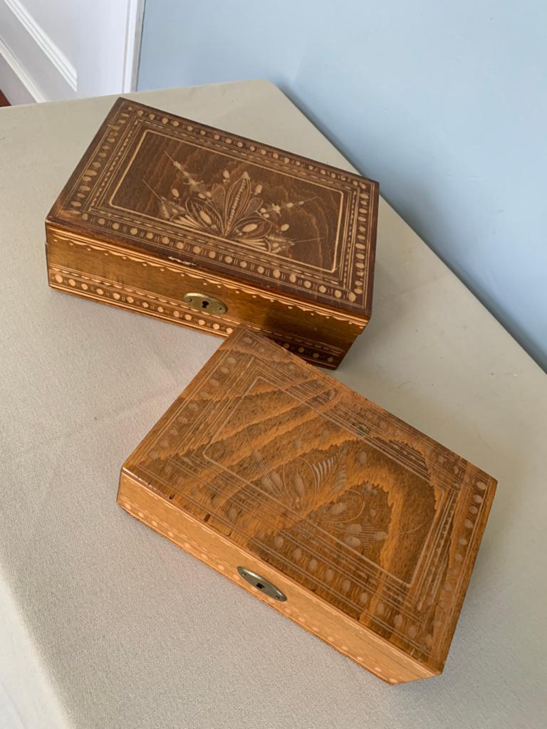 Set vintage houten sier doosjes kistjes folk art ‘70, Huis en Inrichting, Minder dan 50 cm, Minder dan 50 cm, Ophalen of Verzenden