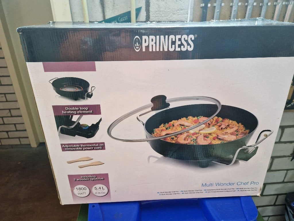 Princess hapjespan elektrisch, Ophalen, Braadpan, Aluminium, Zo goed als nieuw