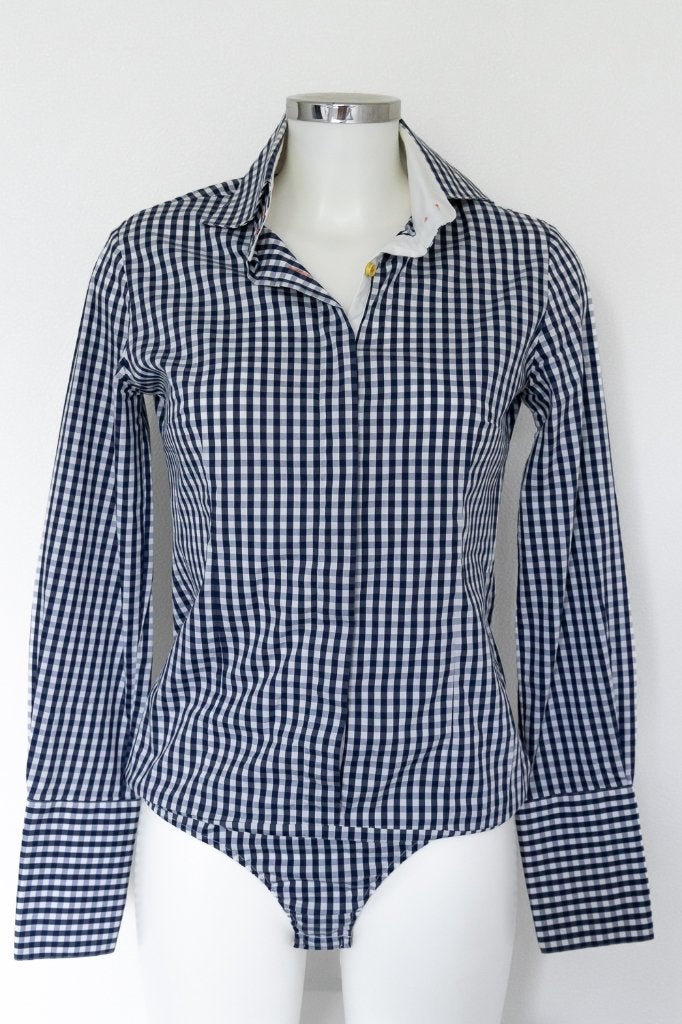 NAN (body) blouse blauw/wit geblokt maat 38, Ophalen of Verzenden, Zo goed als nieuw, Maat 38/40 (M), Blauw
