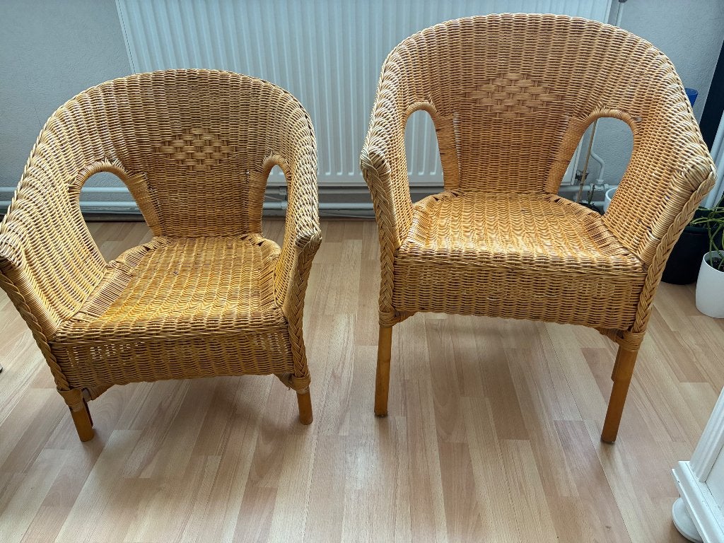 Twee rotan (tuin)stoelen, Tuin en Terras, Ophalen, Gebruikt, Rotan