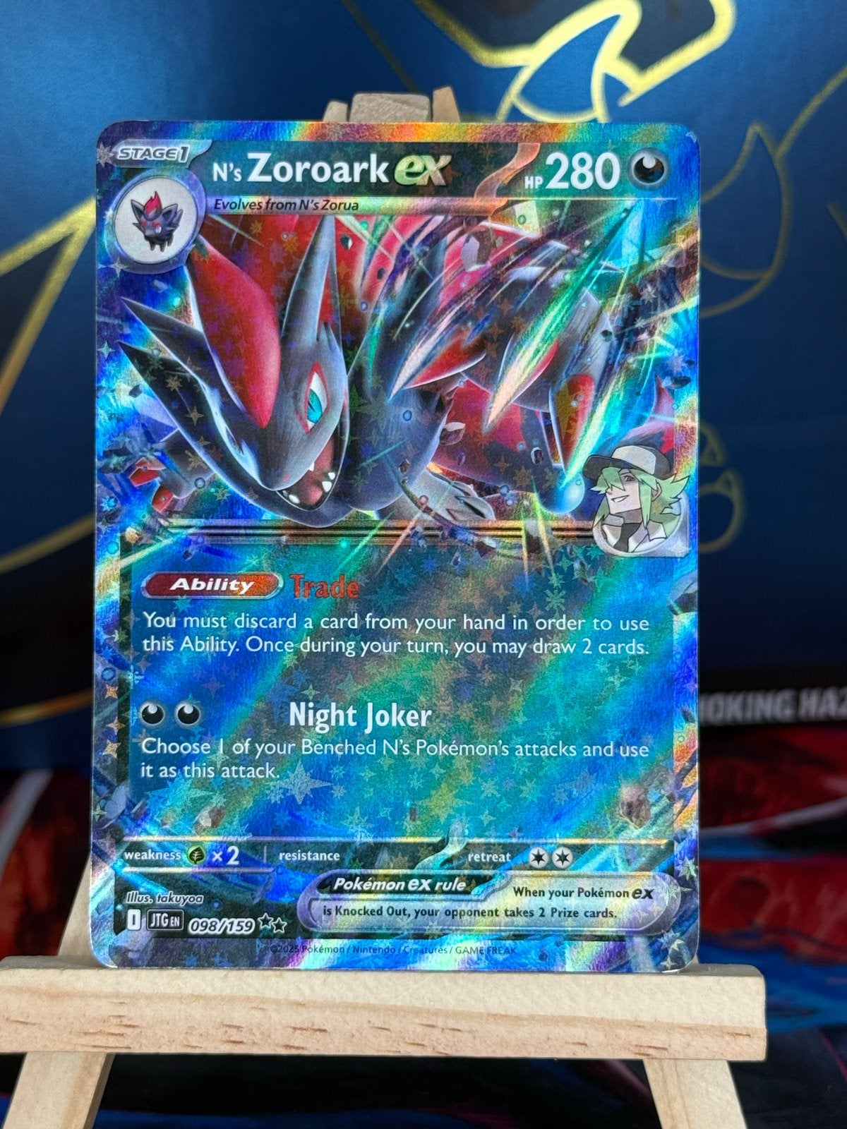 N's Zoroark ex #98 | Pokemon Journey Together, Ophalen of Verzenden, Zo goed als nieuw, Losse kaart, Foil