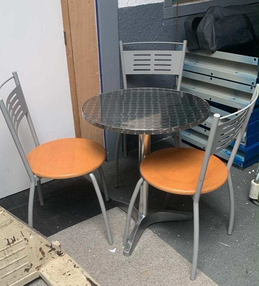 Compacte bistro set: ronde tafel met 2 stoelen, Ophalen, Minder dan 50 cm, Gebruikt, 50 tot 100 cm