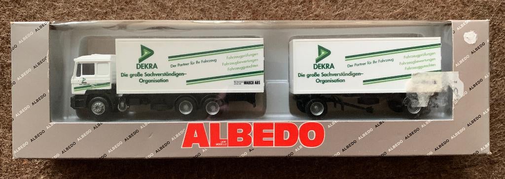 Vrachtwagen 1/87 LKW model Albedo Dekra wit NIEUW in doos, Ophalen of Verzenden, Nieuw, Bus of Vrachtwagen, Overige merken