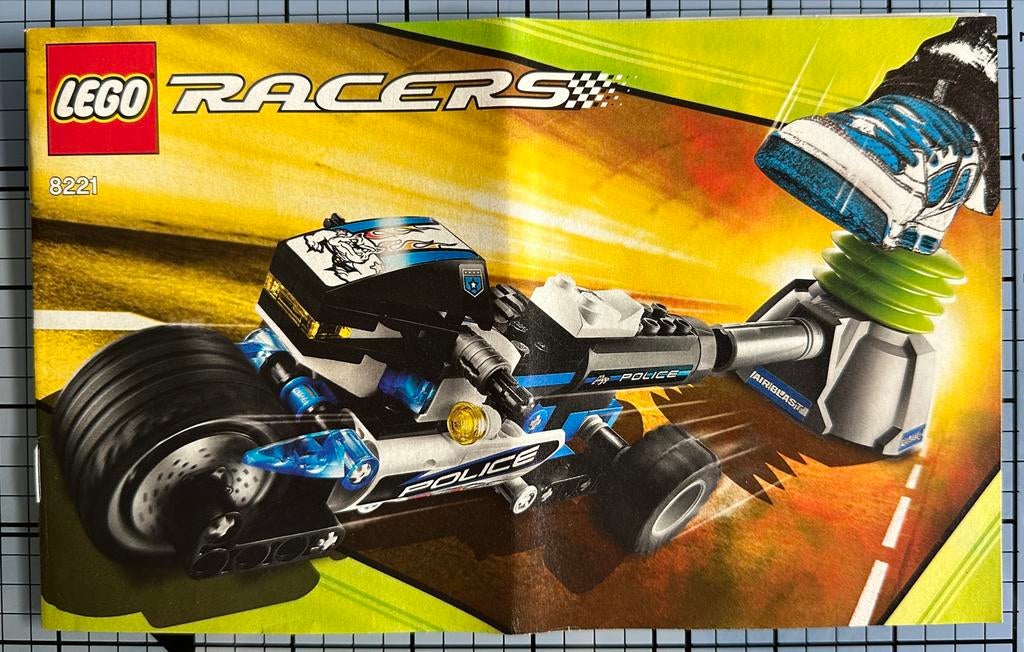 Lego 8221 Racers Politiemotor - Snel Bouw- en Speelplezier, Gebruikt, Lego, Ophalen of Verzenden, Racers