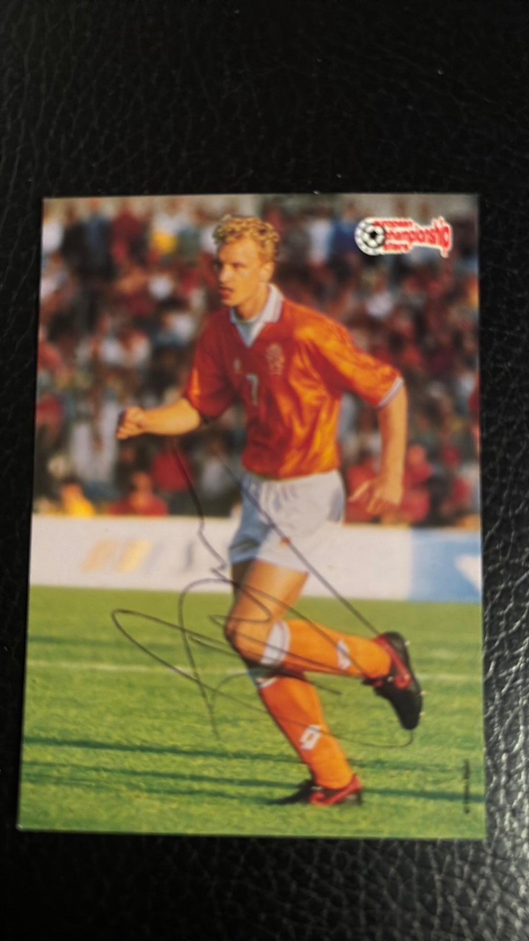 ARSENAL Oranje DENNIS BERGKAMP ECHTE HANDTEKENING, Ophalen of Verzenden, Nieuw, Ajax, Poster, Plaatje of Sticker