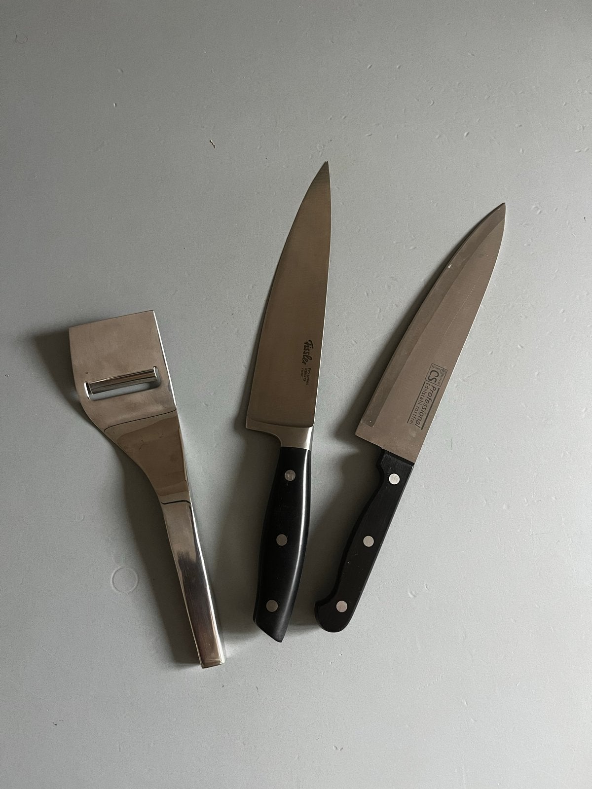 Fissler en CS Professional messen met kaasschaaf, Zilver, Ophalen of Verzenden, Metaal, Overige merken