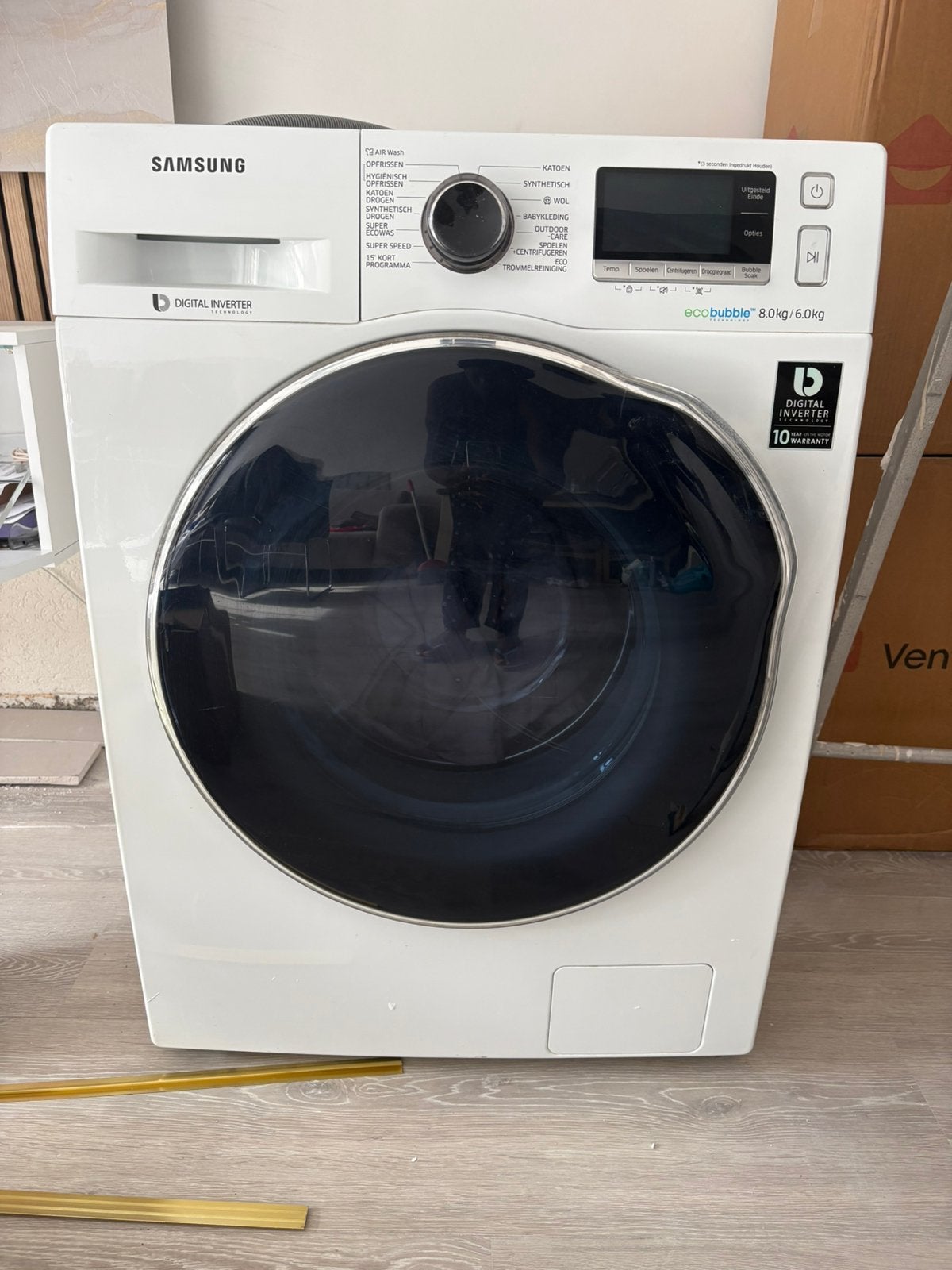 Was-droog machine SAMSUNG Ecobubble, Ophalen, Zo goed als nieuw, 85 tot 90 cm