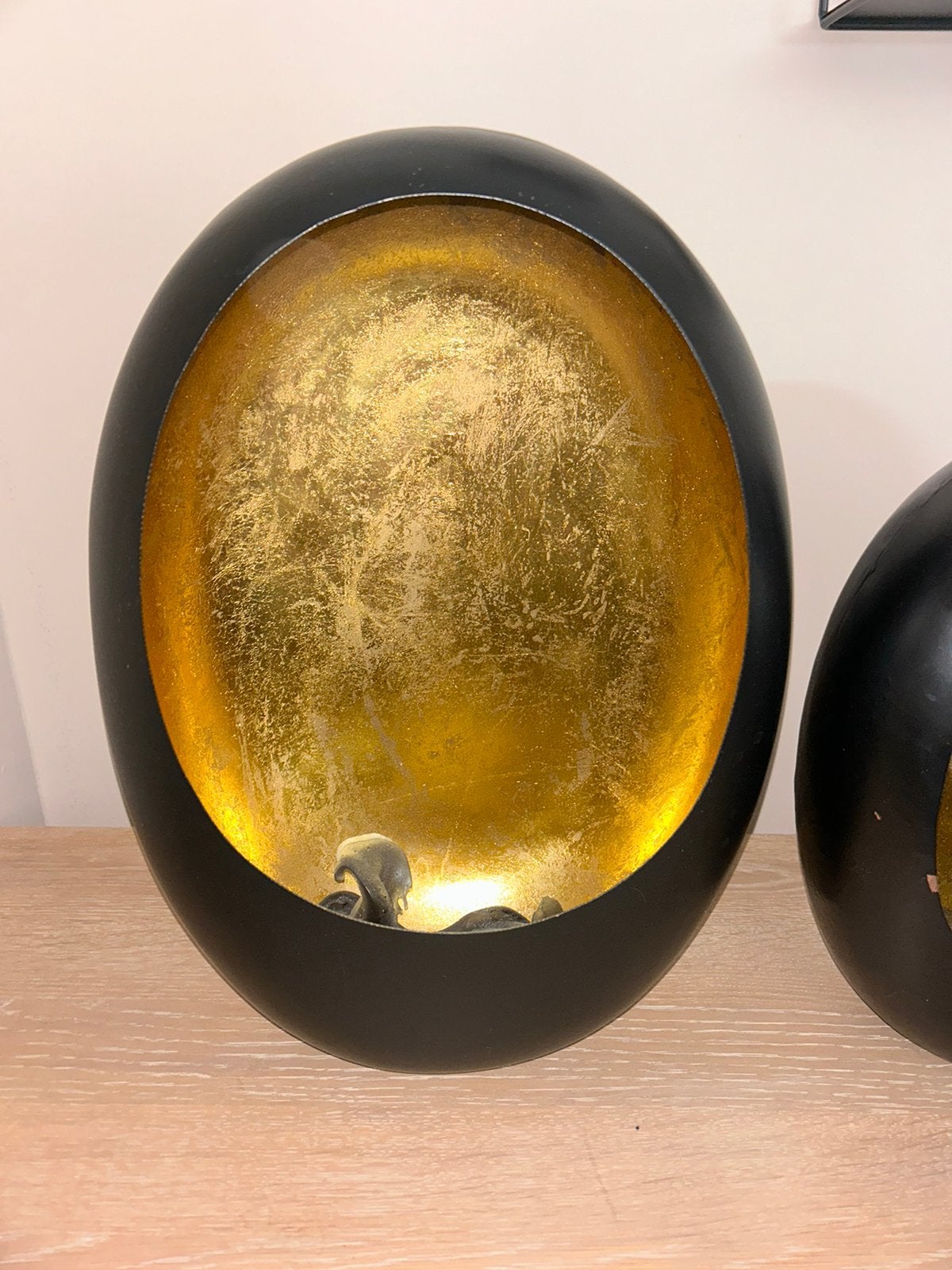 Wind egg windlichten, Huis en Inrichting, Woonaccessoires | Kandelaars en Kaarsen, Gebruikt, 25 tot 50 cm, Zwart, Ophalen of Verzenden