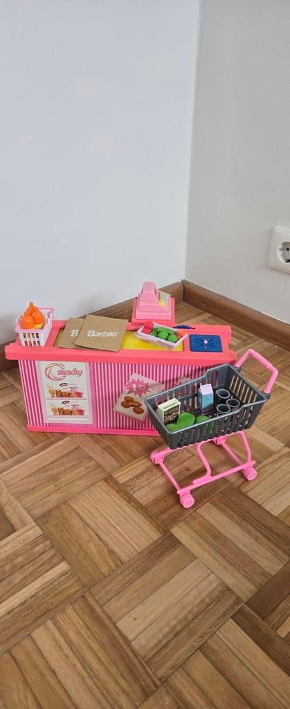 Barbie winkeltje jaren '90 met karretje en kassa, Ophalen of Verzenden