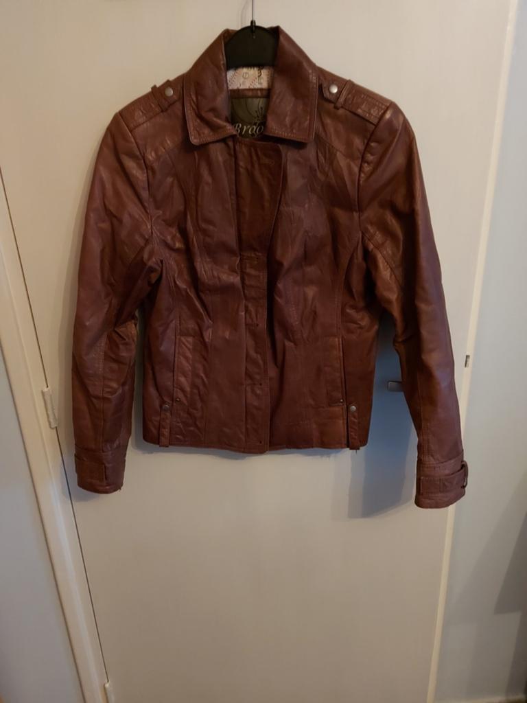 Dames Leren. Jas. Mat. 40., Ophalen of Verzenden, Zo goed als nieuw, Maat 38/40 (M), Zwart