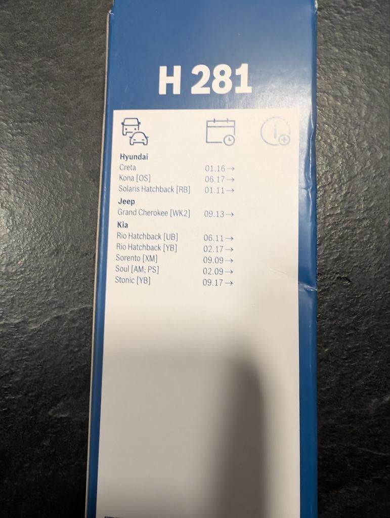 Bosch H281 Achterruitenwisser Hyundai/Jeep/Kia, Auto-onderdelen, Ruiten en Toebehoren, Jeep, Hyundai, Kia, Nieuw, Ophalen of Verzenden