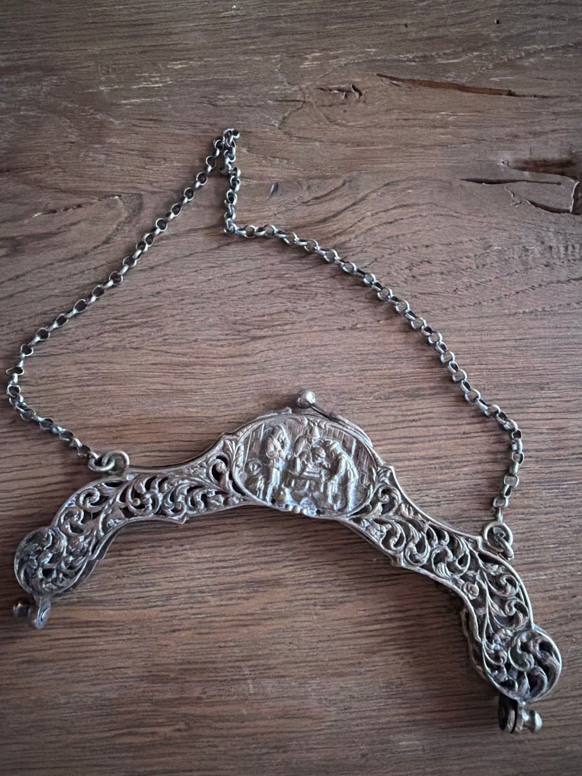 Antieke zilveren beugel met ketting, 92 gram, Ophalen, Zilver