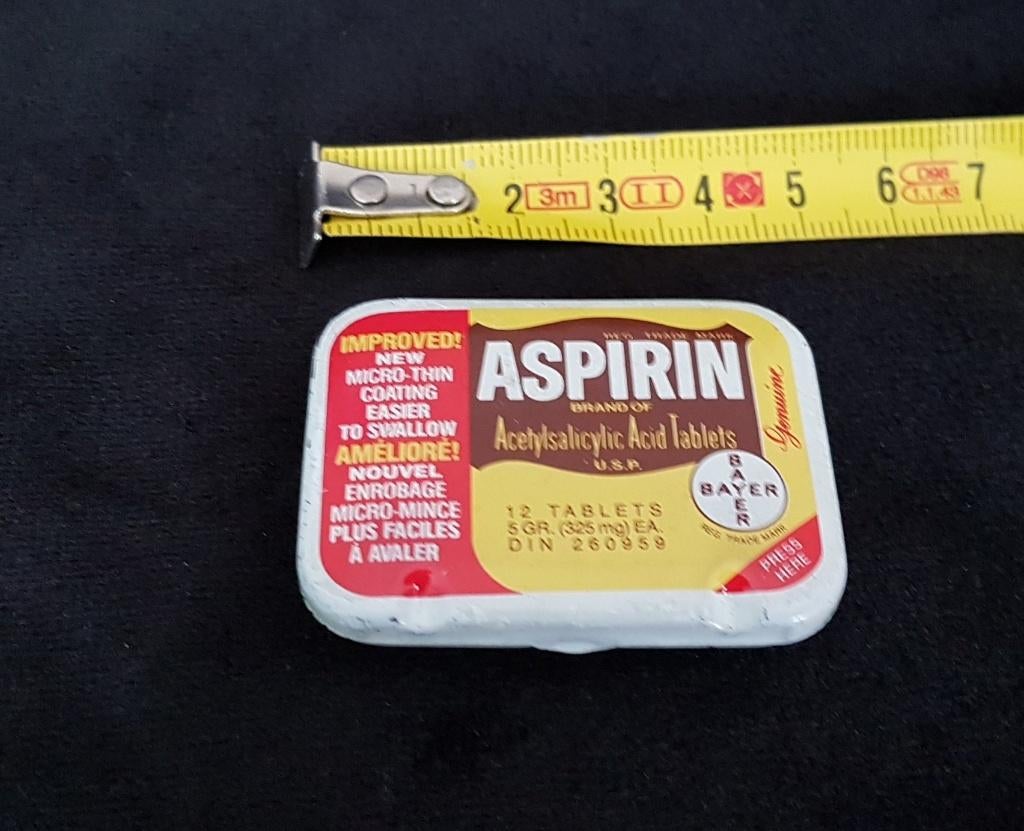 Blikje Aspirine jaren 80. Vintage. Klein blikje, Ophalen of Verzenden, Gebruikt, Overige, Overige merken