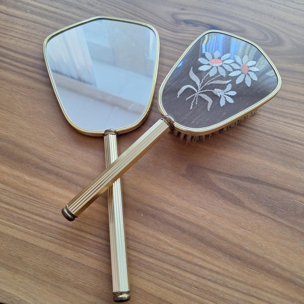 Retro kaptafel set spiegel borstel, Antiek en Kunst, Curiosa en Brocante, Ophalen