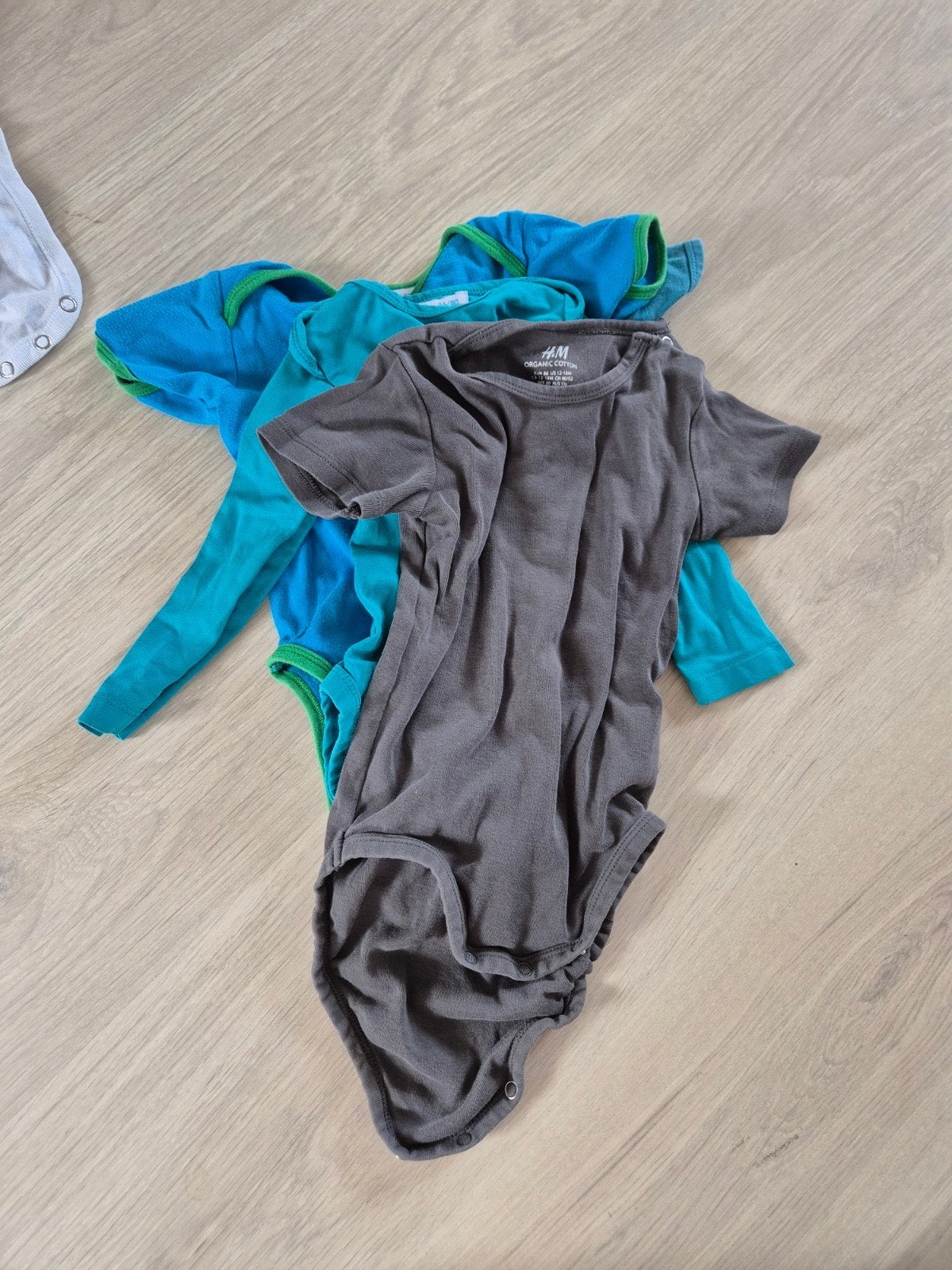 4 Rompers - Grijs en Blauw (Maat 62/68), Ophalen of Verzenden, Gebruikt, H&M, Jongetje of Meisje