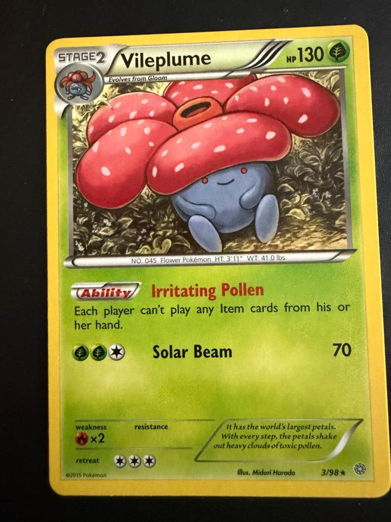 Vileplume 3/98 - Near Mint Pokémon Kaart, Ophalen of Verzenden, Zo goed als nieuw, Losse kaart