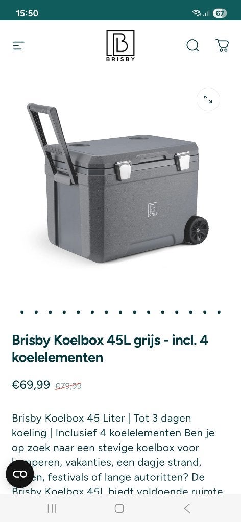 Brisby koelbox 45L (NIEUW in doos), Ophalen, Nieuw, Koelbox, Koelelement