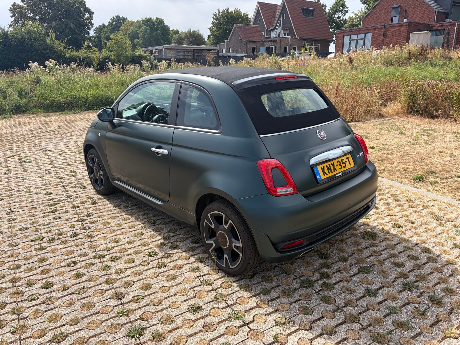 Fiat 500C Hybrid | Cabrio | 73.416 km | Unieke groene kleur, Auto's, Fiat, Voorwielaandrijving, 4 stoelen, 24 km/l, Handgeschakeld