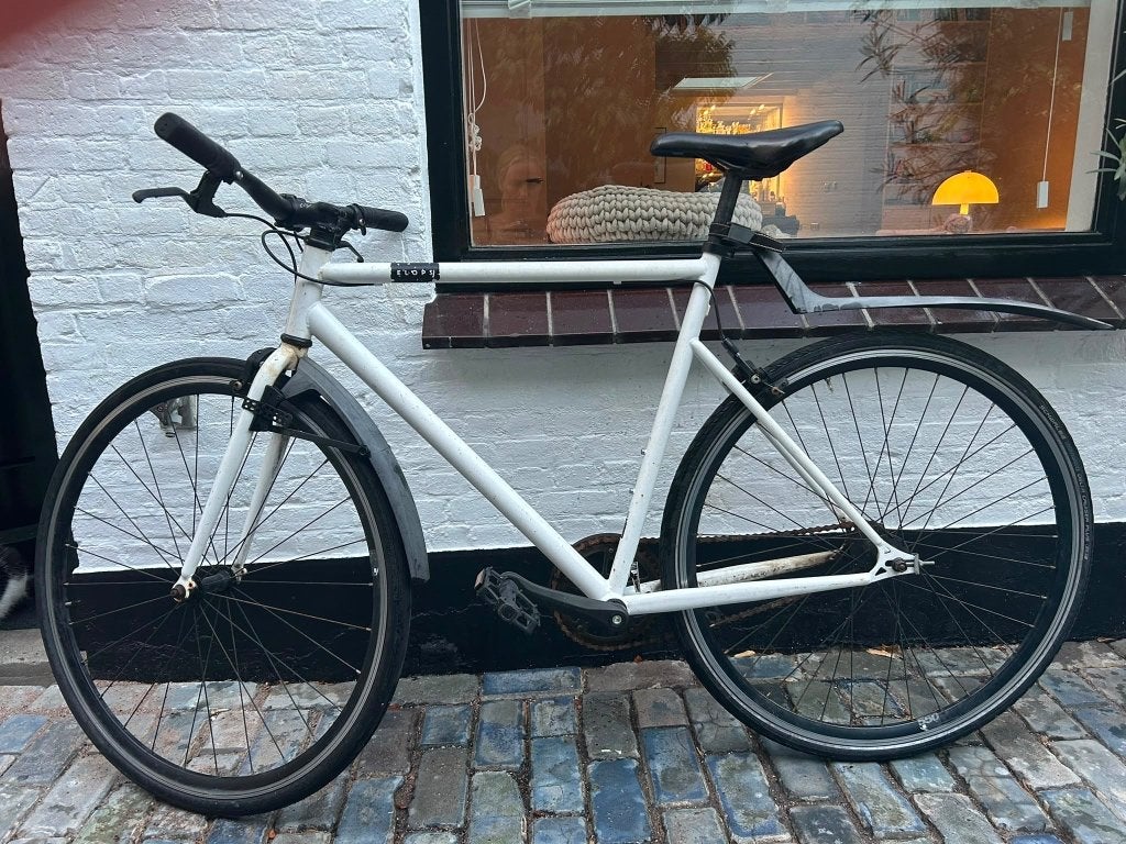 Sportieve Decathlon herenfiets (wit) + ABUS slot, rijdt goed, Gebruikt, Velgrem, 57 tot 61 cm, Ophalen