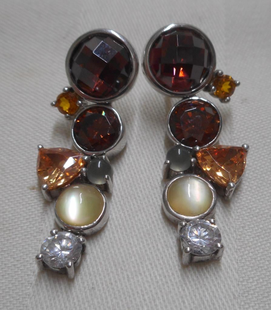 Prachtige zilveren Ti Sento oorbellen met stenen nr.677, Hangers, Verzenden, Zo goed als nieuw, Zilver