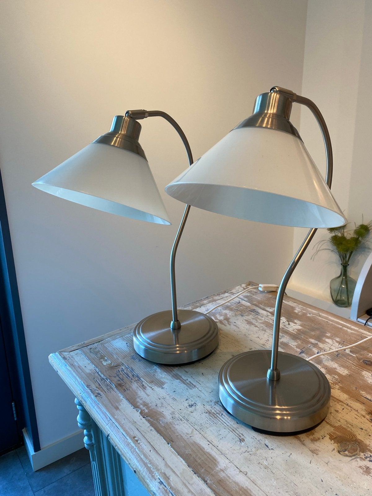 Set van 2 IKEA KROBY tafellampen - Geborsteld metaal, Ophalen, Gebruikt, Metaal