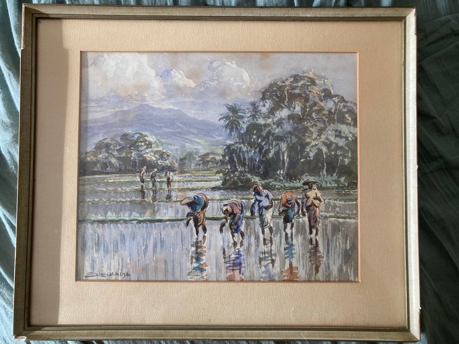 Soewardja, aquarel, gesigneerd, Ophalen of Verzenden, Schilderij, Aquarel, Achter glas
