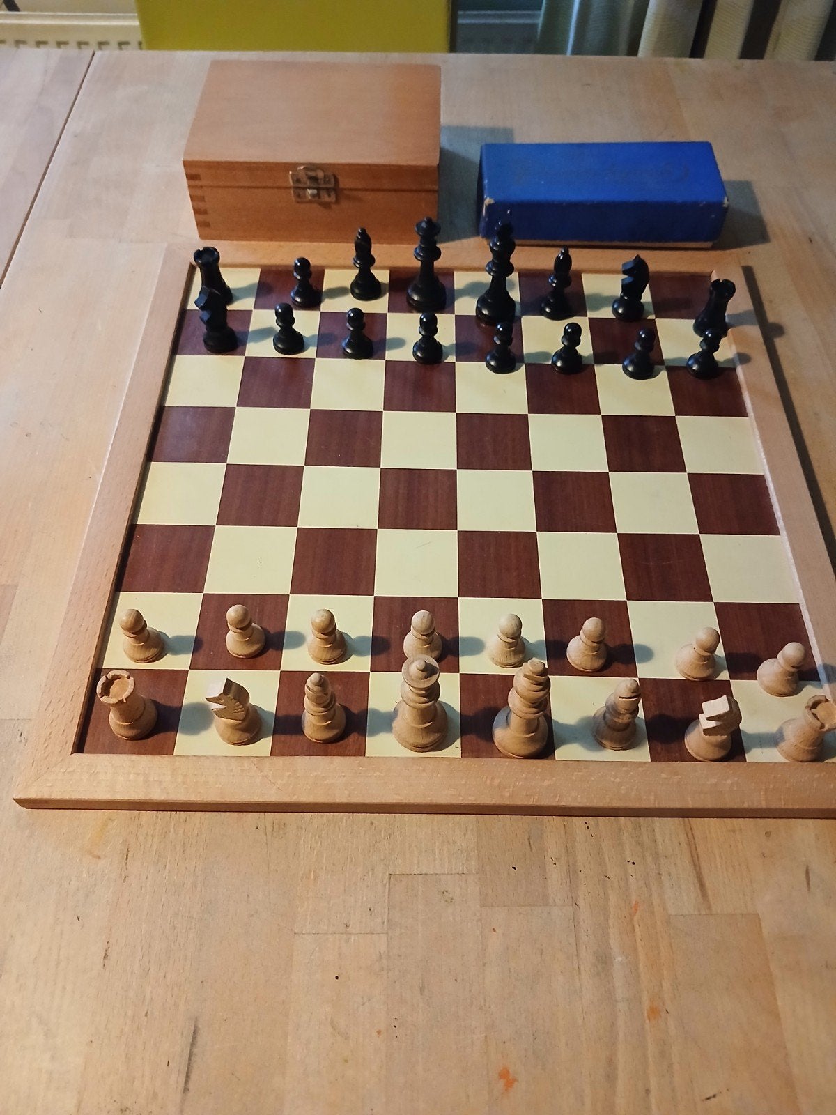 homas schaak/dambord met toebehoren, Een of twee spelers, Ophalen of Verzenden, Gebruikt, Homas