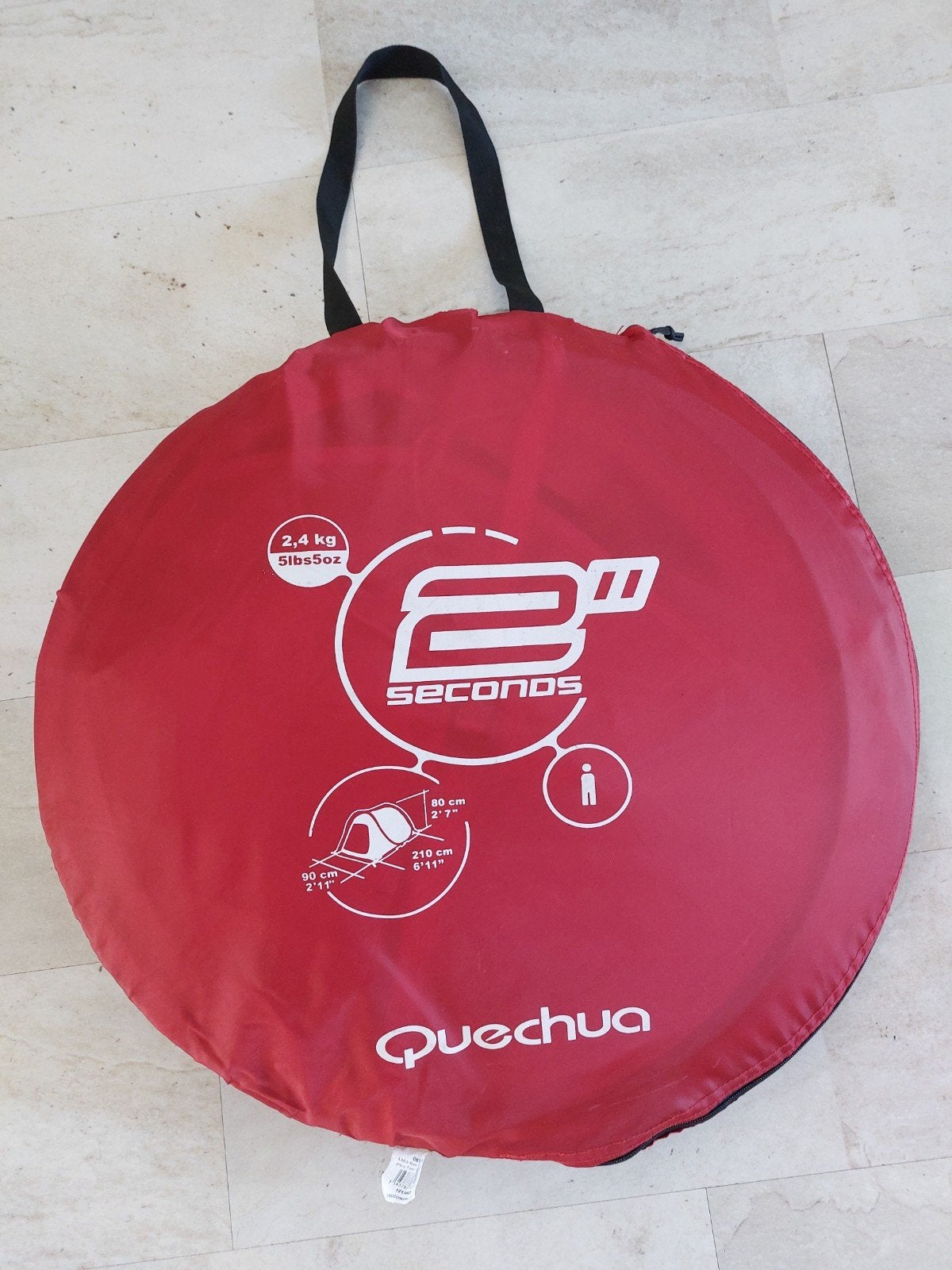 Quechua 2 Seconds 1 persoons tent - Rood, Ophalen, Gebruikt, Tot en met 2