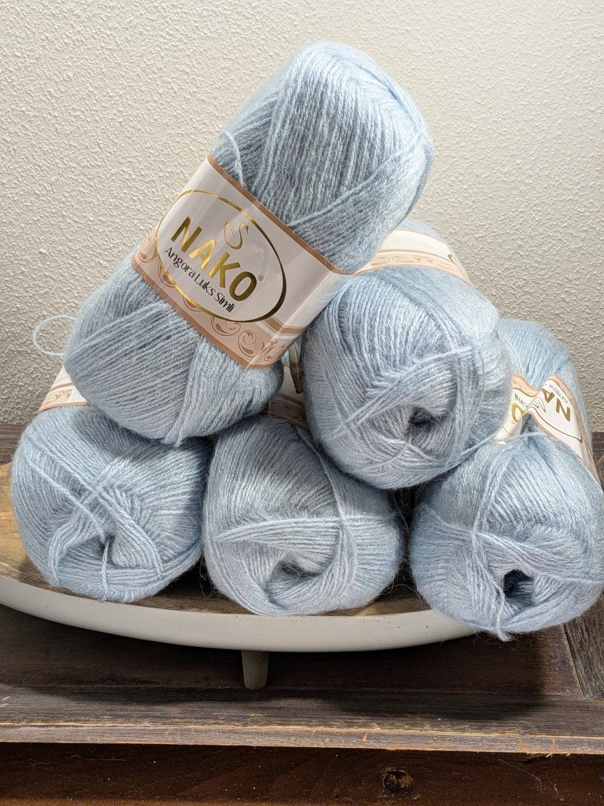 Nako Angors Luks Simli glitter garen lichtblauw, Ophalen of Verzenden, Nieuw, Breien of Haken, Wol of Garen