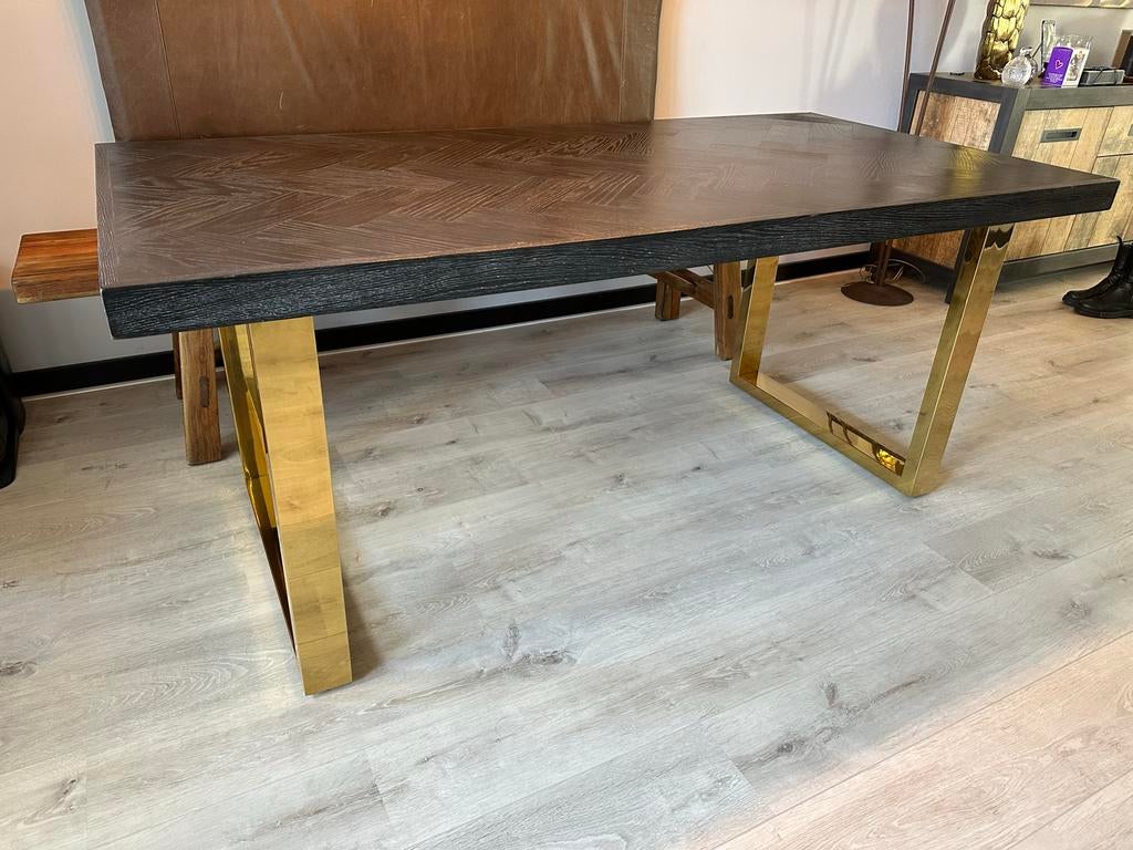 Richmond Interiors eettafel met visgraatmotief, Huis en Inrichting, Tafels | Eettafels, Ophalen, 100 tot 150 cm, Zo goed als nieuw