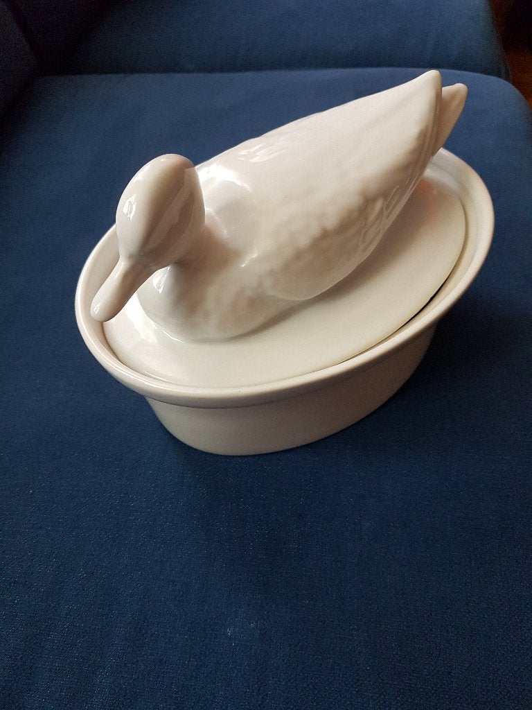 Pate of ovenschaal eend wit doorsnede 24 x 18,5 cm, Antiek en Kunst, Antiek | Porselein, Ophalen