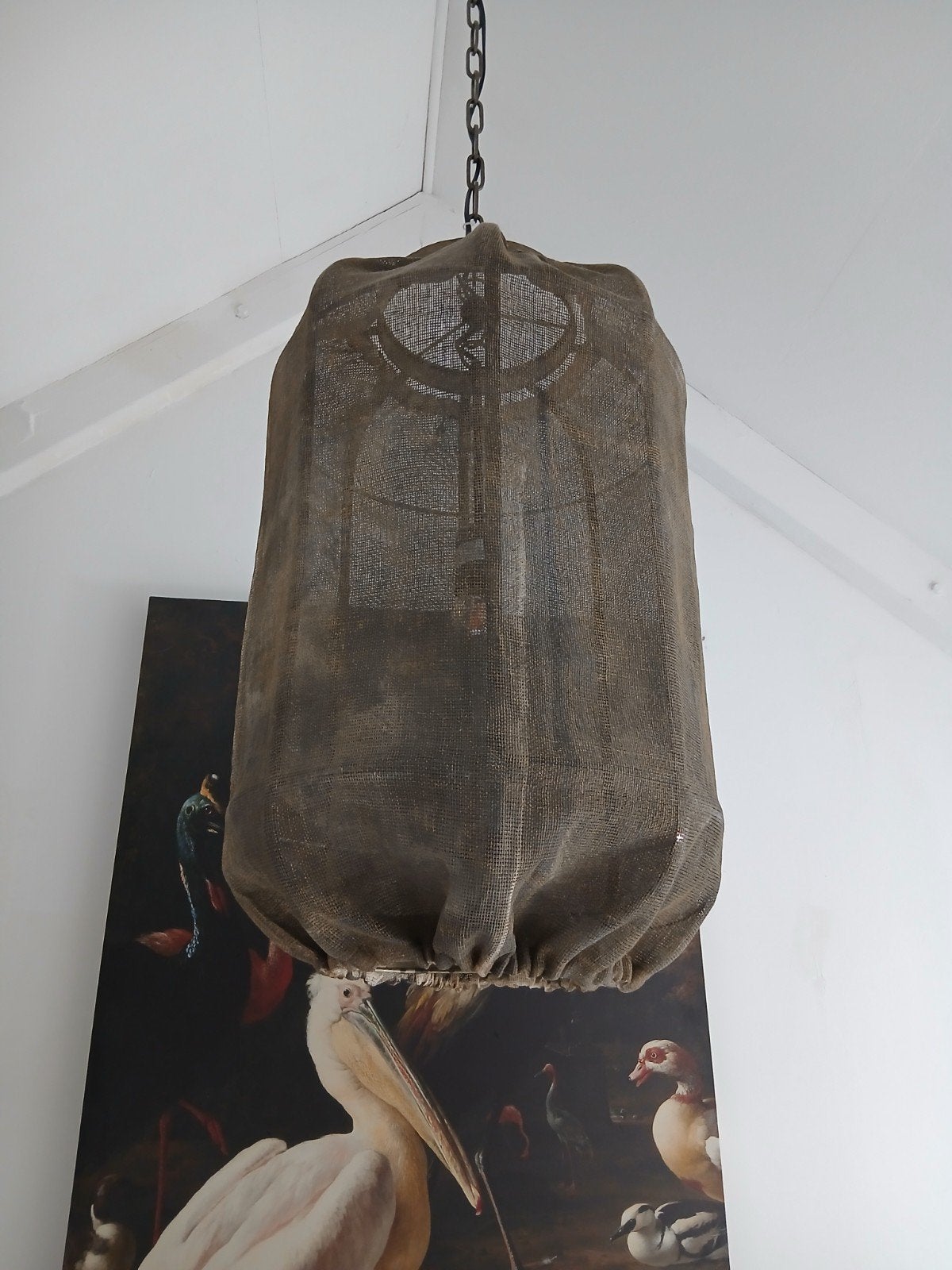 Pronto Hanglamp met Verweerde Goud Look en Taupe Ondertoon, Ophalen, Gebruikt, Metaal, Industrieel, Landelijk, Vintage
