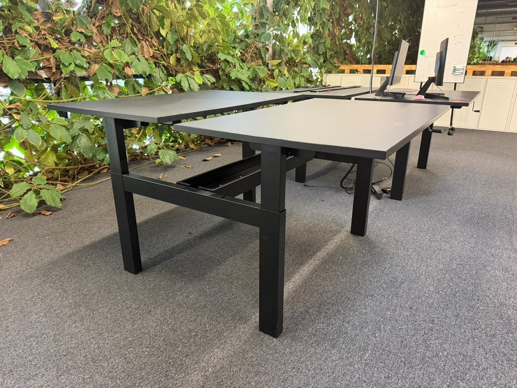70x Vepa duo bureau 130  80 cm –zwart–handmatig verstelbaar, Zwart, Gebruikt, Metaal, Ophalen of Verzenden