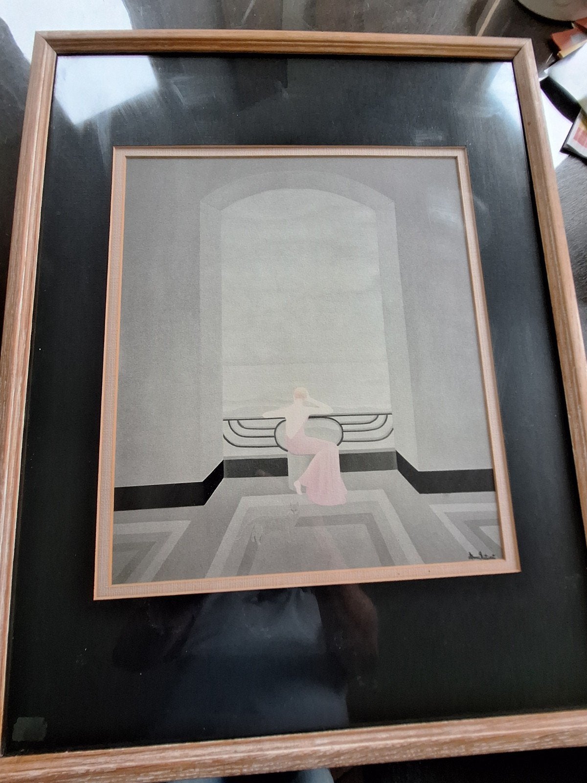 Art Deco Zeefdruk Annie Retivat - Prachtig Ingelijst, Dagelijks leven, Zeefdruk, 1900 - 1949, Gesigneerd