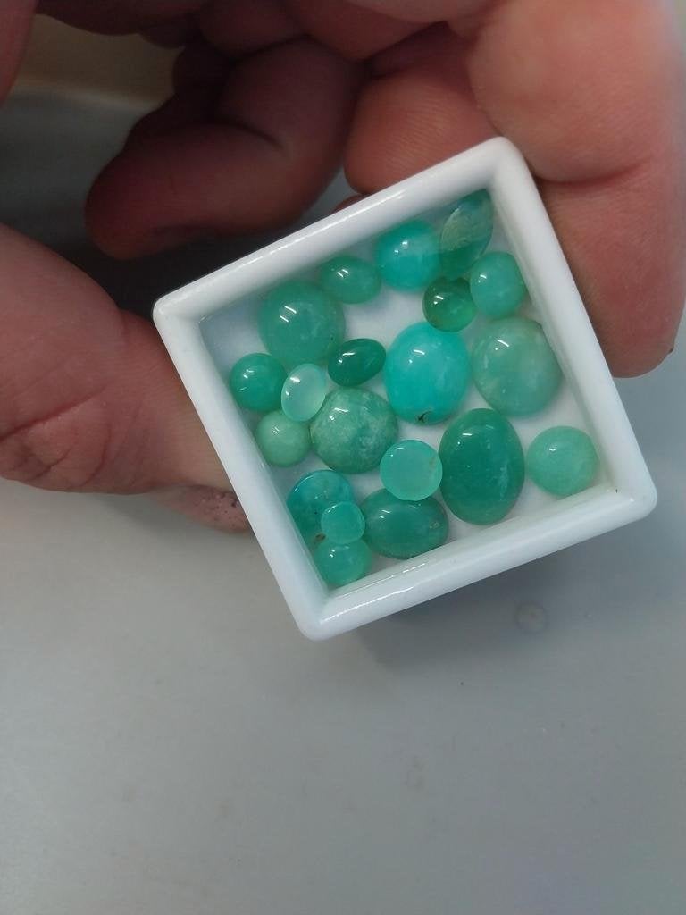 Chrysopraas rond ovaal cabochons, Ophalen of Verzenden, Zo goed als nieuw