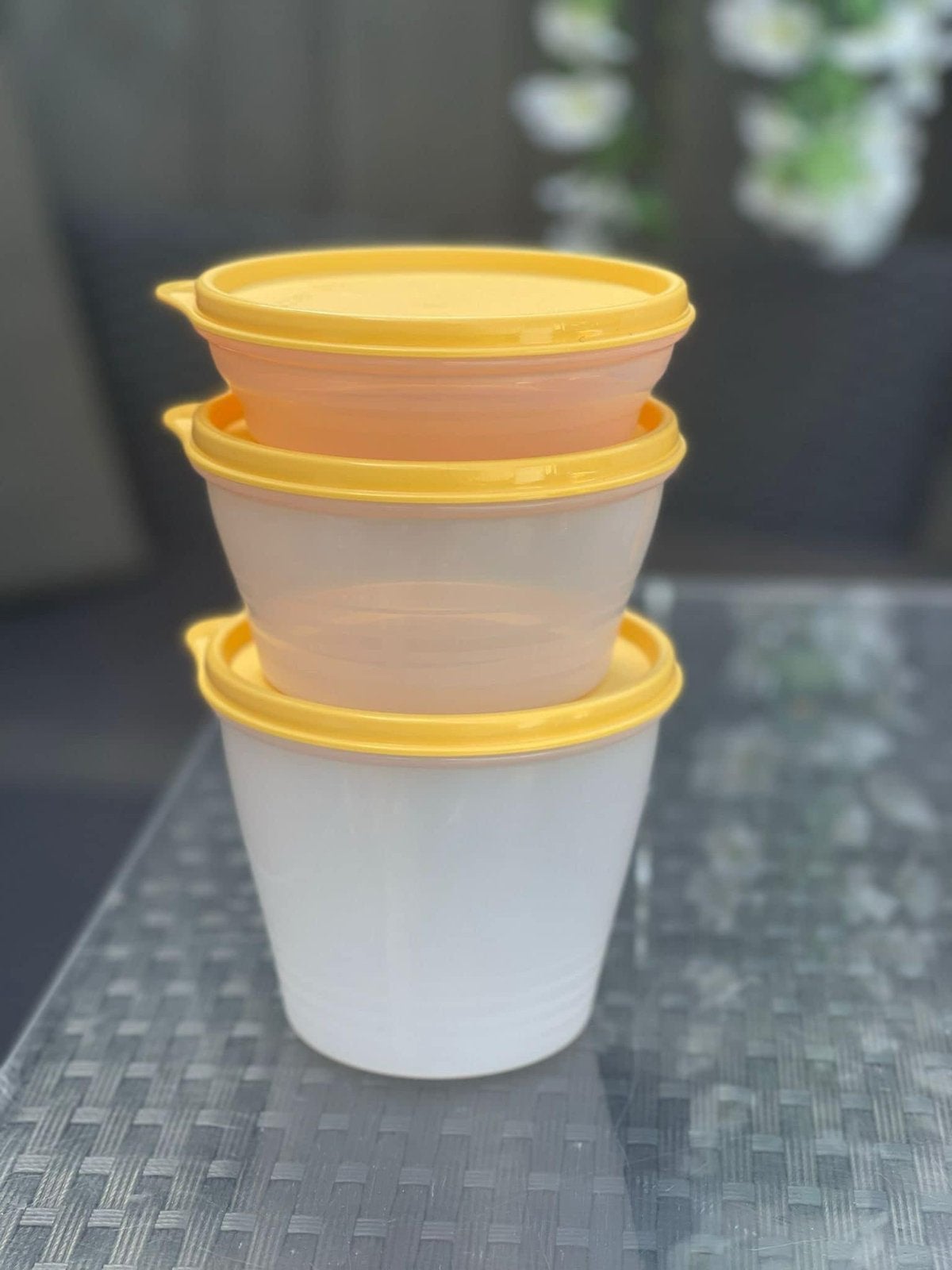 tupperware classico set 3 delig rond kom bak, Nieuw, Oranje, Ophalen of Verzenden, Met deksel