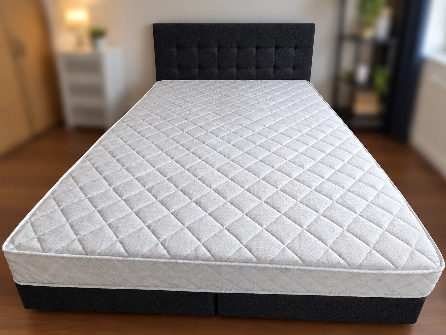 IKEA DUNVIK Boxspring 140x200 cm incl matras - Donkergrijs, Ophalen, Tweepersoons, 140 cm, Stof