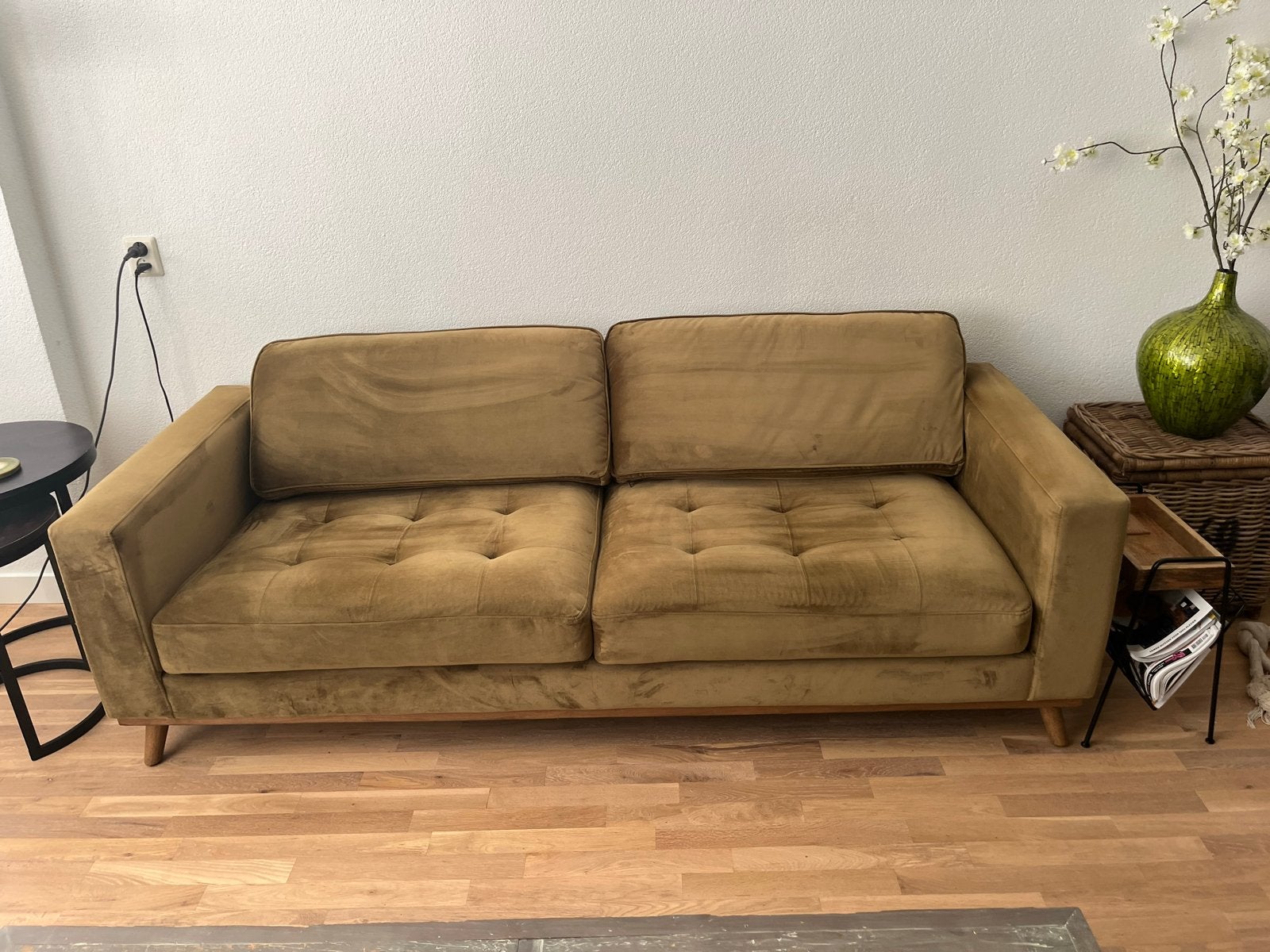 Riviera Maison bank kleur ‘goud’, Ophalen, Riviera maison, Driepersoons, 75 tot 100 cm