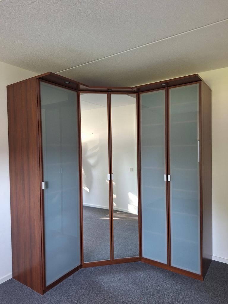Grote IKEA Pax hoekkledingkast met glazen deuren, Ophalen, Gebruikt, Met deur(en), 200 cm of meer