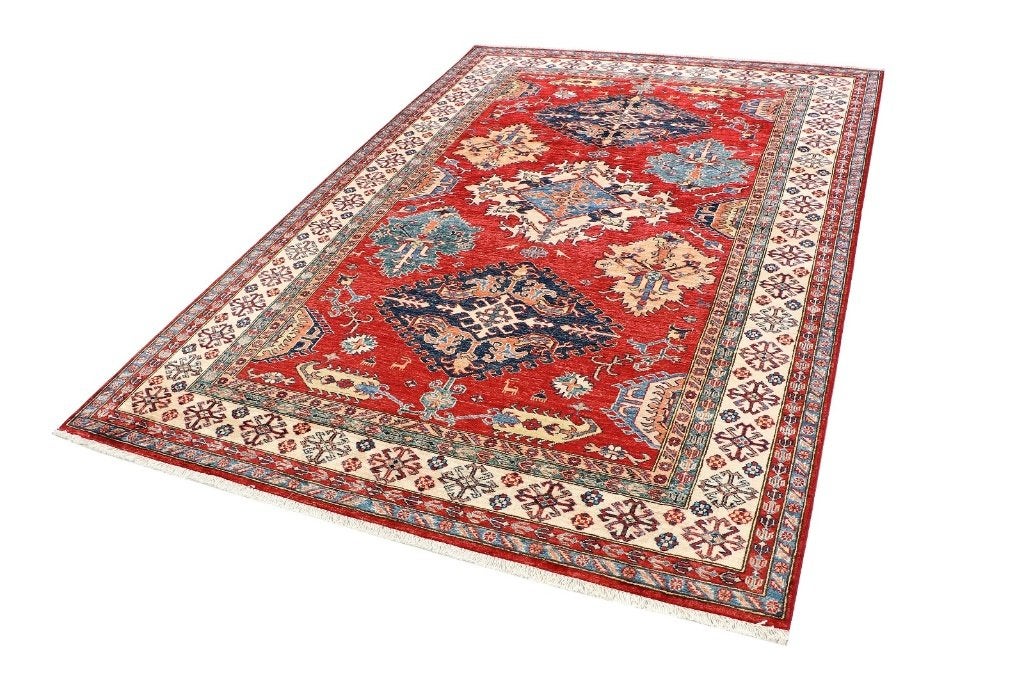 Handgeknoopt KAZAK Perzisch tapijt 263x179/kleed/kelim/Loper, Www.simatapijten.nl, 150 tot 200 cm, Ophalen of Verzenden, Info@simatapijten.nl