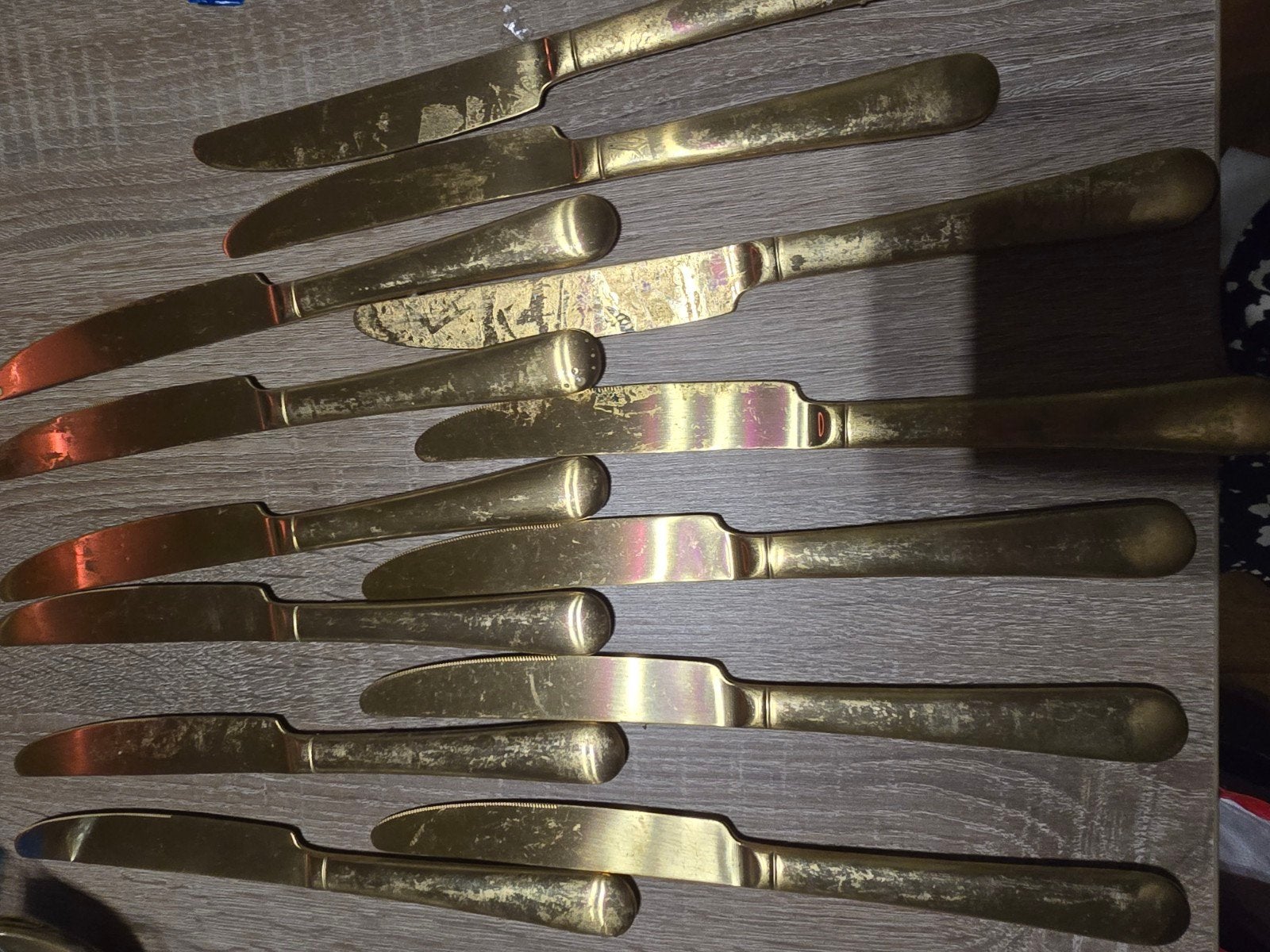 12x royal VKB Champagne Goudkleurige Messen Set, Ophalen of Verzenden