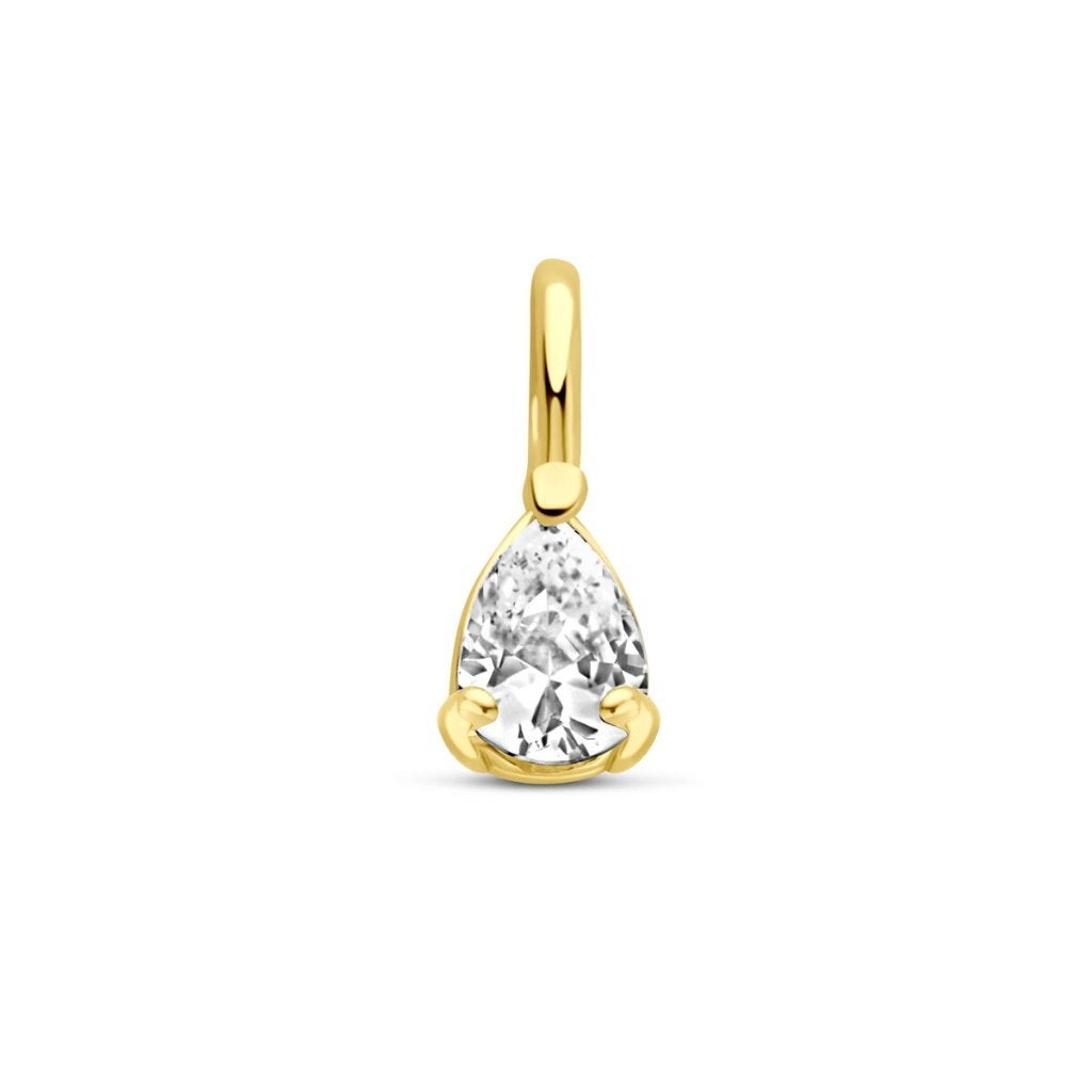 Gouden mini Druppel hangertje met zirkonia - 14 karaat goud, Overige voorstellingen, Nieuw, Ophalen of Verzenden, Goud