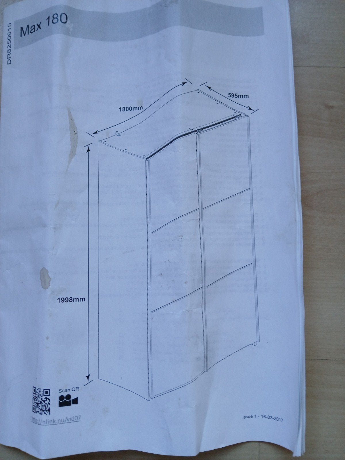 Witte hang/legkast - 180x200x60 cm, Ophalen, Met deur(en), Gebruikt, 200 cm of meer