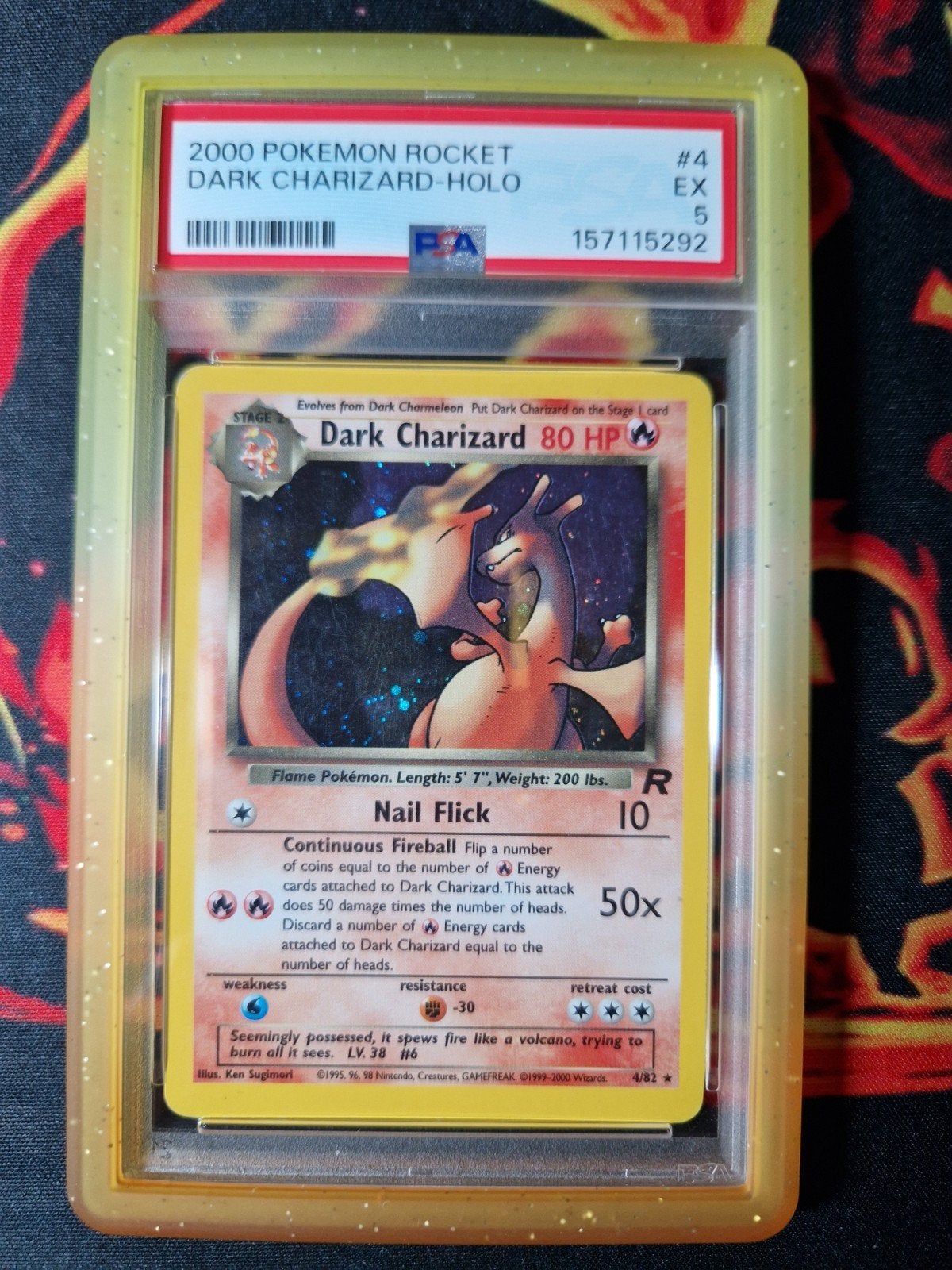 PSA 5 EX Dark Charizard Holo 2000 Pokémon Rocket, Hobby en Vrije tijd, Ophalen of Verzenden, Zo goed als nieuw, Losse kaart, Foil