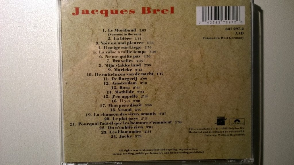 Jacques Brel - De 24 Grootste Successen, Ophalen of Verzenden, Zo goed als nieuw